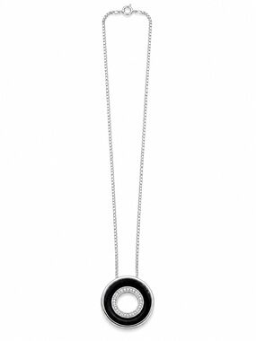 Modern Black & Silver Circle Pendant Necklace
